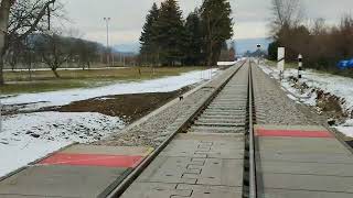 Winter Schnee Rad fahren Mountainbike MTB Pitten Bahnübergang Radfahren Neue Beton Schotter Piste [upl. by Harret114]