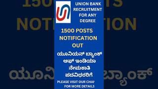 Union Bank of India Notification 2024 Out  ANY DEGREE 1500 Vacancies [upl. by Durrett]