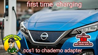 Non chademo girlfriend try’s to use ccs1 to chademo adapter on a Nissan Leaf [upl. by Deehsar]