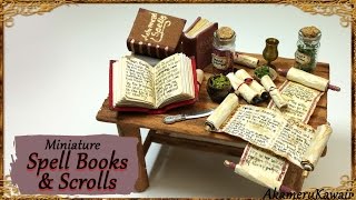 Miniature Scrolls amp Spell Books  Halloween paperfabric Tutorial [upl. by Atteinotna]