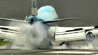 KLM  Boeing 747 hard landing at St Maarten Princess Juliana Intl HD1080p [upl. by Najram714]