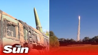 Russia launches nuclear capable IskanderM missiles at Ukrainian positions [upl. by Ttekcirc]