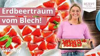 🍓😍 Unglaublich leckere Erdbeer Schmand Schnitten für den Sommer  Thermomix® Rezept [upl. by Anhsirk]