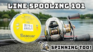 How To Spool Fishing Line On Reels Spinning amp Baitcasting [upl. by Aremmat286]