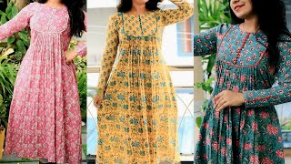 😊HOW TO MAKE PLEATED KURTI DESIGN  U SHAPE YOKE KURTI WITH POTLI BUTTON EASY CUTTING AND STITCHING [upl. by Asreht]