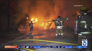 Fire destroys building in Montecito Heights park [upl. by Gabriella]