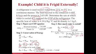 Example Calculating COP for a Refrigerator Cooling Water [upl. by Aihsikal500]