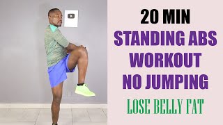 20 Minute Standing Abs Workout No Jumping Lose Belly Fat At Home [upl. by Nonnah248]