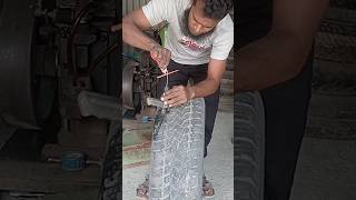 Tubeless tyre puncture repaircar tyre tires tubelessshortsvideo rajutyreripiarig120 [upl. by Eemaj]