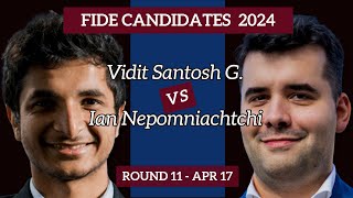 Vidit Santosh G vs Ian Nepomniachtchi  FIDE Candidates Chess Tournaments 2024  Round 11  Apr 17 [upl. by Latnahs]