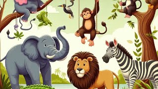 Funky wild amp free animals baby sensory videosnursery rhymesAfrican safaripre schoolers [upl. by Mauceri]