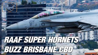 Riverfire 2022  Super Hornet buzzing City of Brisbane  RAW footage [upl. by Kubiak]