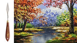 Challenge 23 Palette Knife Painting Autumn Scene [upl. by Imas]