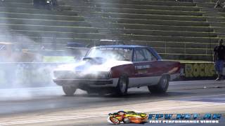 VALIANT GEARBOX EXPLODES ON LAUNCH AT SYDNEY DRAGWAY 2892014 [upl. by Aniret]