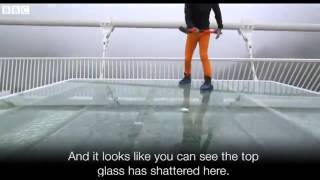 Chinas giant glass bridge hit with sledgehammer [upl. by Avery]