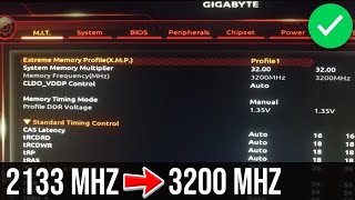 How to enable XMP to overclock Ram from 2133 to 3200 Mhz on a Gigabyte Motherboard B450 M [upl. by Oer]