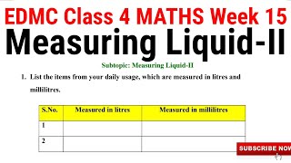 EDMC Class 4 Maths Week 15 Measuring Liquid II  MCD Worksheet 15 Solution KNOWLEDGEKINGDOMsolution [upl. by Rehpotsihc149]