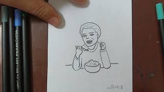 Come disegnare UN BAMBINO CHE MANGIA [upl. by Notecnirp926]