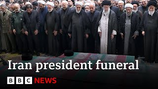 Iran’s supreme leader Ayatollah Khamenei leads prayers at President Raisis funeral  BBC News [upl. by Nauj622]