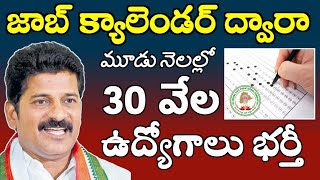 మూడు నెలల్లో 30 వేల ఉద్యోగాలు భర్తీ  Telangana Job Calendar Update [upl. by Llevel404]