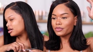 GLUELESS WIG  EASY HAIR amp MAKEUP GLAM TRANSFORMATION  Arnellarmon [upl. by Yodlem]