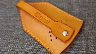 Leather Craft Making a Leather key case in yellow  Free PDF Pattern [upl. by Corsetti]