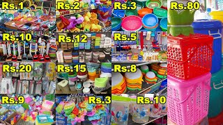 👌👌👌Rs1 Onwards Cheapest Household Items Wholesale Market in chennaiKitchen Useful Plastic Products [upl. by Adlei]