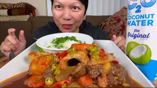 BEEF CALDERETA MUKBANG  COOKING AND EATING  FILIPINO FOOD MUKBANG PHILIPPINES [upl. by Weibel192]