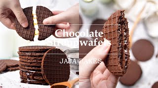 Chocolate Stroopwafels  Chocolate Waffle Cookies with Caramel Filling  Jaja Bakes [upl. by Alihs]