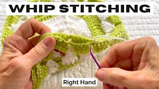 WHIP STITCHING Right Hand How to Stitch Crochet Pieces Together Sew Pieces together KnittingKnit [upl. by Gideon]