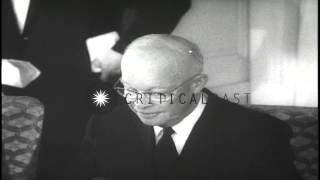 US President Dwight D Eisenhower and Japanese Premier Nobusuke Kishi sign SecuritHD Stock Footage [upl. by Naillik903]