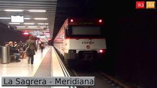 La Sagrera  Meridiana R3  R4  R12  Rodalies Barcelona  Renfe 447 [upl. by Ellehsram]