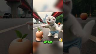 Kitten found an apple on the street😹 cat cutecat cute [upl. by Dearman]