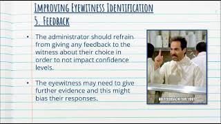 Improving Eyewitness Testimony  Cognitive Psychology  Stage 1 Psychology [upl. by Ardena]