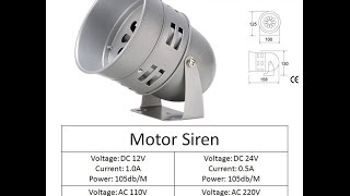 Electrically Operated Motor Siren 220V AC  12V  24V Supply [upl. by Pish]