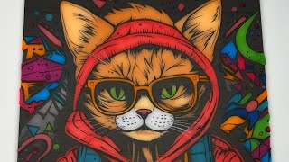 Watch me color a cat with Ohuhu markers no talking music only [upl. by Kcerred654]