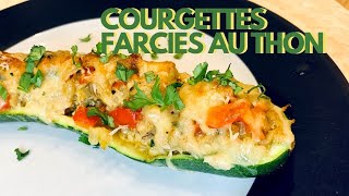 Courgettes farcies au thon au four  Recette gourmande avec courgettes amp thon  Recette  273 [upl. by Edalb]