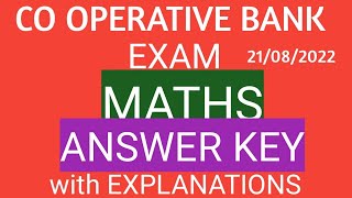 ANSWER KEY  COOPERATIVE BANK EXAM  JUNIOR CLERK  MATHS  SUCCESS LIVE [upl. by Akerdal791]