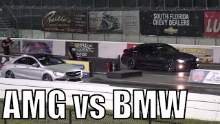 2015 BMW 335i vs 2015 Mercedes Benz CLA 45 AMG  14 Mile Drag Race [upl. by Canada]