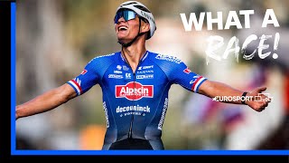 Van Der Poel Makes History With A Breathtaking Attack  MilanoSan Remo Highlights  Eurosport [upl. by Shorter]