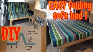 Van conversion BED Folding sofa bed DESIGN DIY and EASY [upl. by Akenihs]