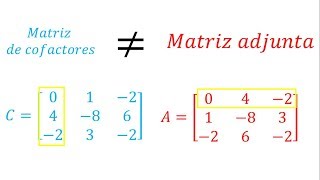 Diferencia entre matriz de cofactores y adjunta  Álgebra lineal [upl. by Weingartner96]