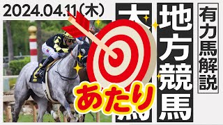 【地方競馬 予想】 大井競馬の予想レース鉄板馬公開 4月11日木 1838的中 [upl. by Akeber32]