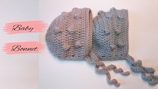 How to Crochet a Baby Bobble Bonnet 03months [upl. by Solenne681]