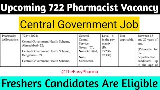 Upcoming Pharmacist Vacancy 2024  CGHS PHARMACIST  Central Govt Job  CGHS job [upl. by O'Donoghue]