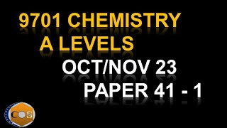 97014143ON23 chemistry A level winter paper41n43 octnov 2023 Q1 and 2 solved 9701w23qp4143 [upl. by Airdnek418]