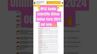 RPSC Senior Scientific Officer Online Form 2024 out now🙌 [upl. by Monty]