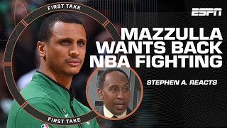 Stephen A reacts to Joe Mazzulla wanting the NBA to ‘bring back fighting’ 👀  First Take [upl. by Asyl367]