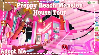 🏝️Preppy Beach Mansion🌸🌴Adopt Me House Tour🌈 [upl. by Yanaj]