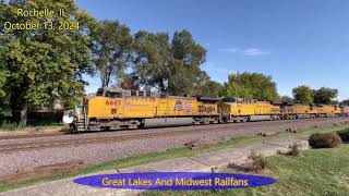 5 locomotives on unionpacific freight in Rochelle IL 10132024 [upl. by Zetnom869]